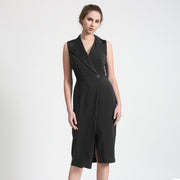 Robe tailleur à col surpiqué