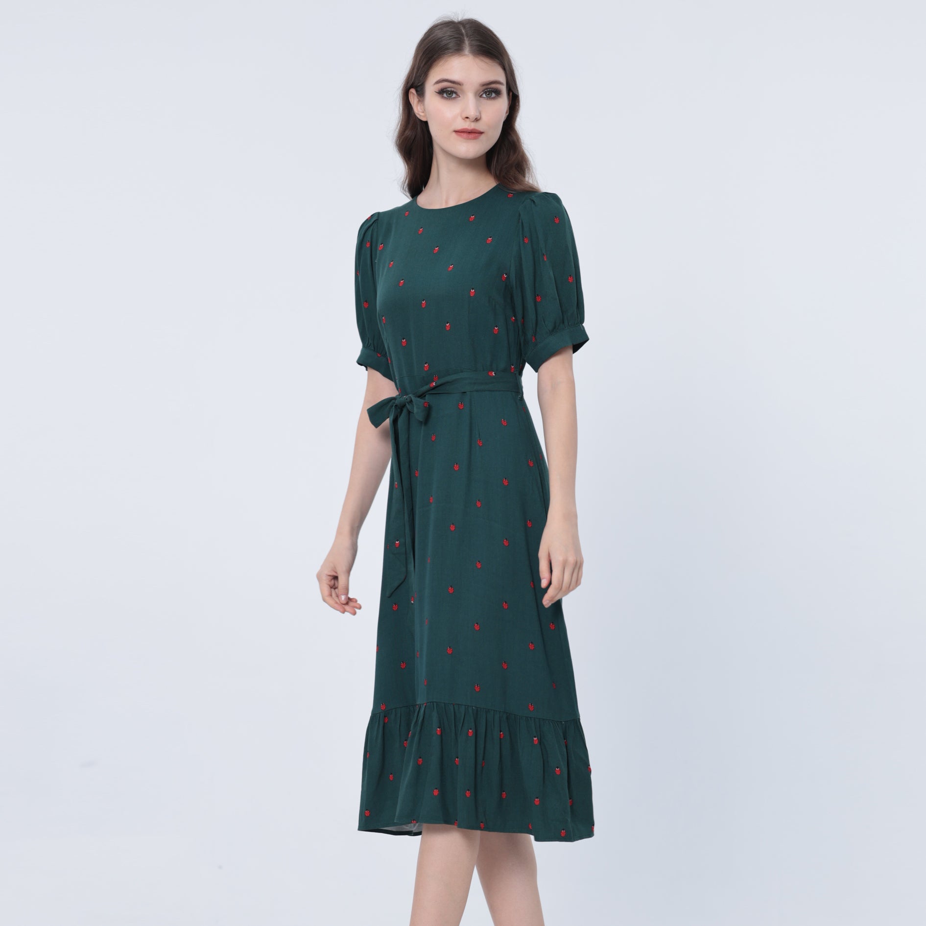 Robe-blouse viscose à ourlet volanté