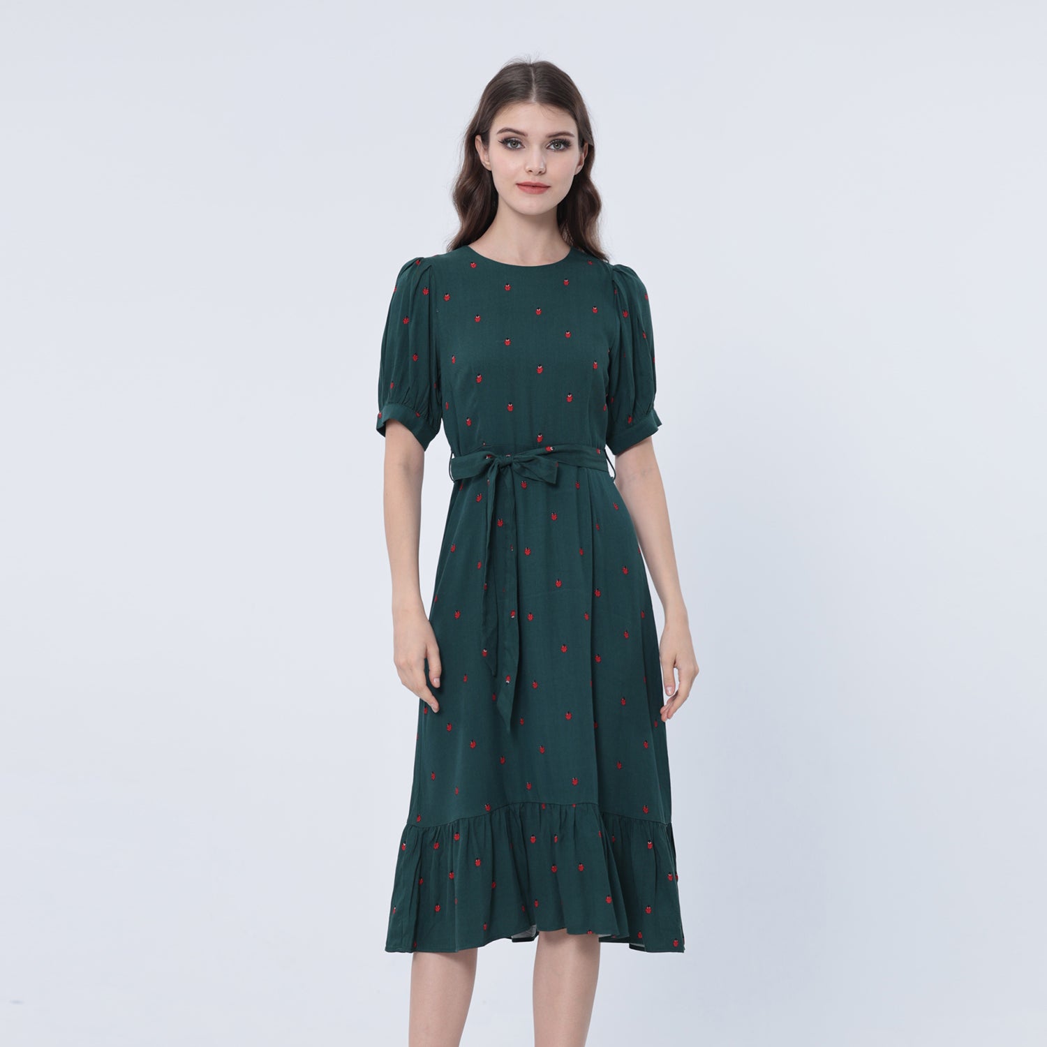Robe-blouse viscose à ourlet volanté