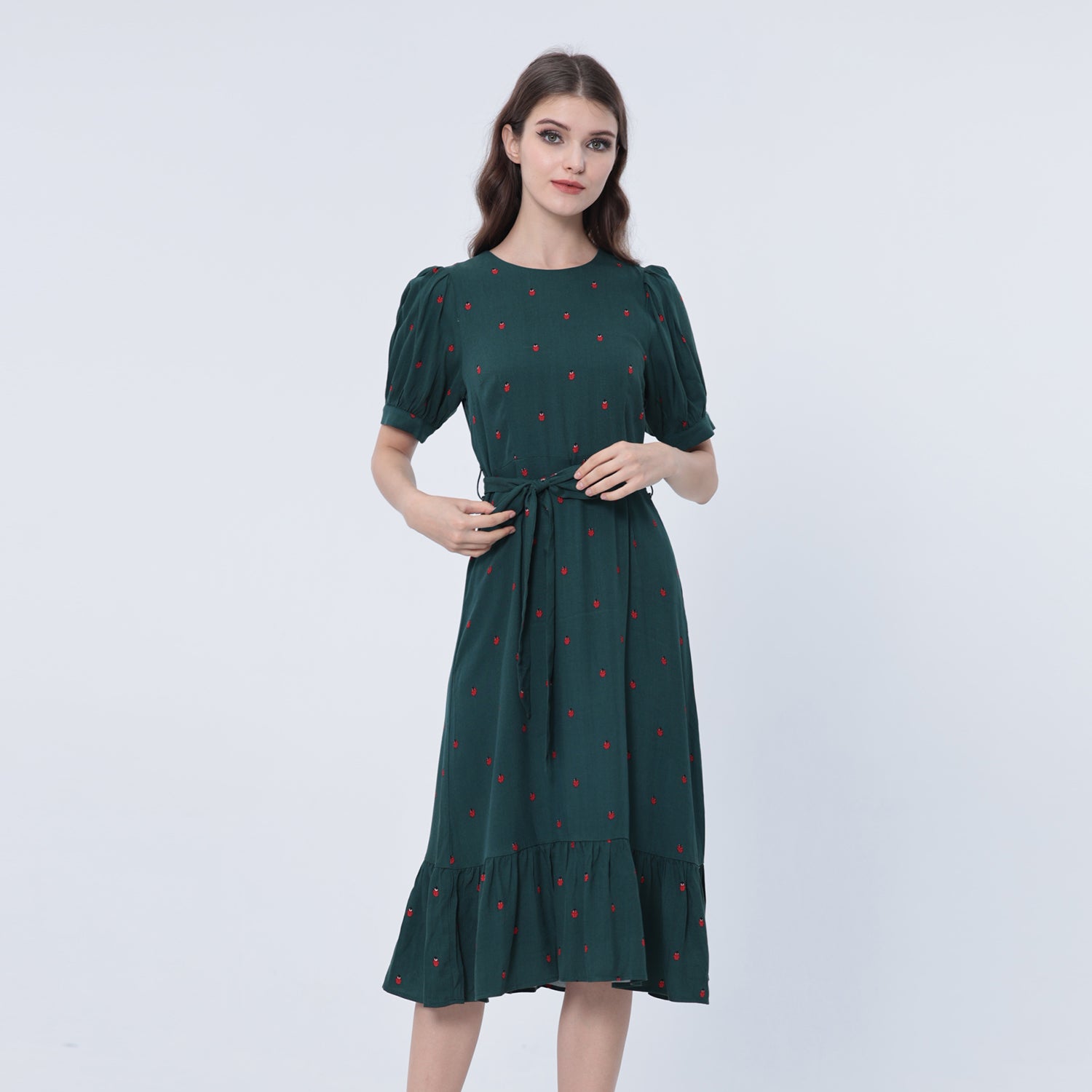 Robe-blouse viscose à ourlet volanté