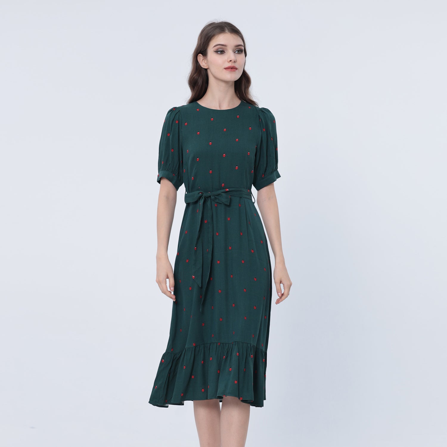 Robe-blouse viscose à ourlet volanté