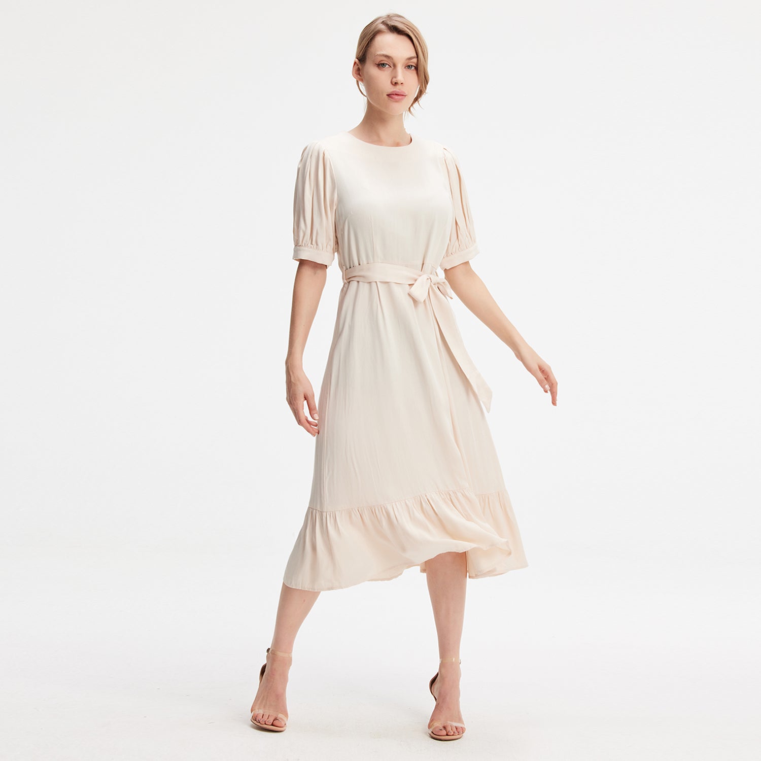 Robe-blouse viscose à ourlet volanté