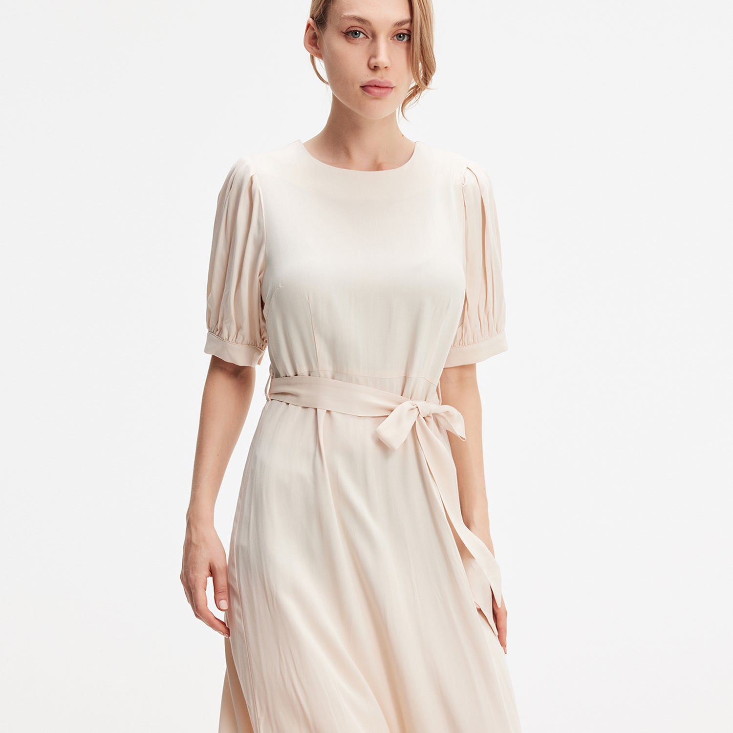 Robe-blouse viscose à ourlet volanté