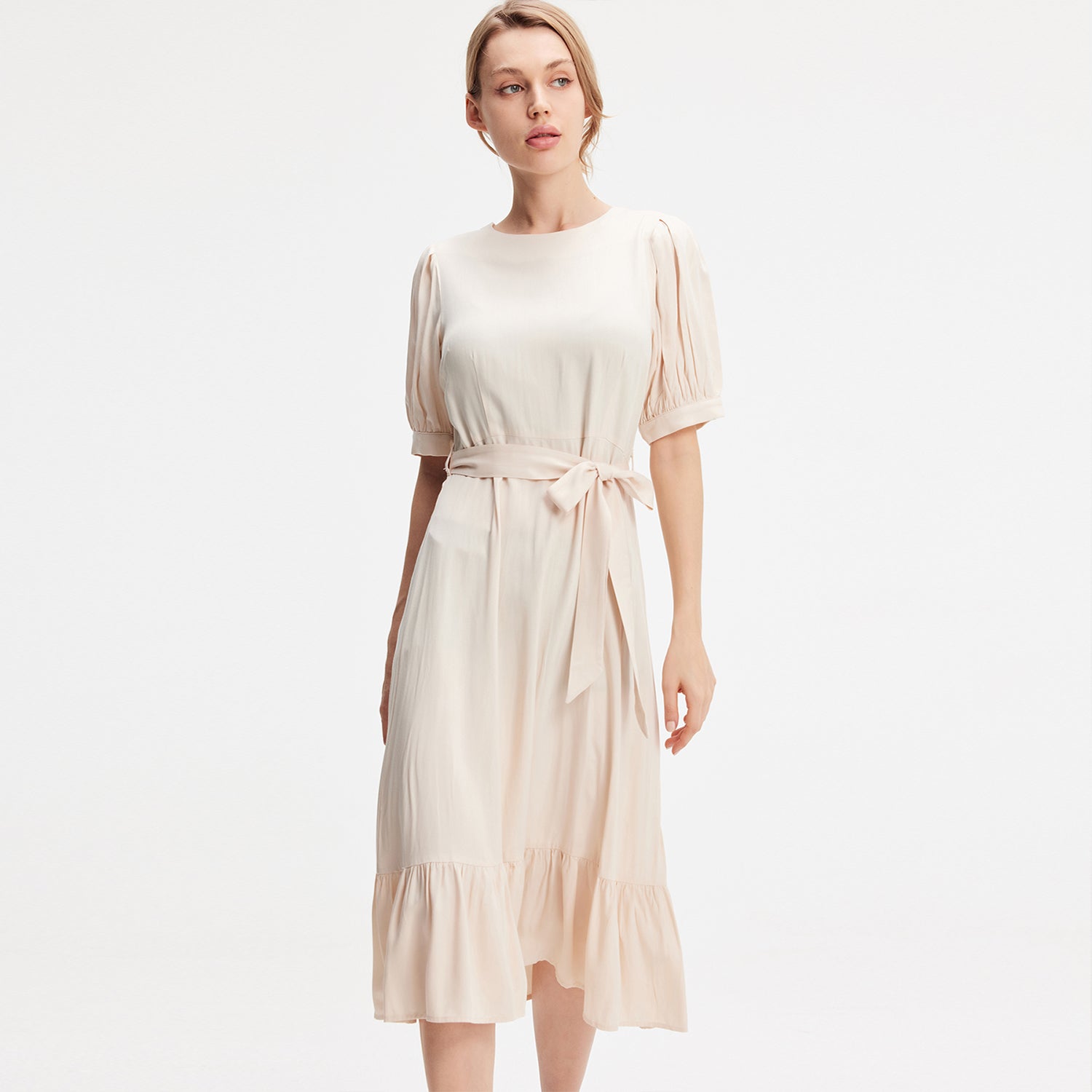 Robe-blouse viscose à ourlet volanté