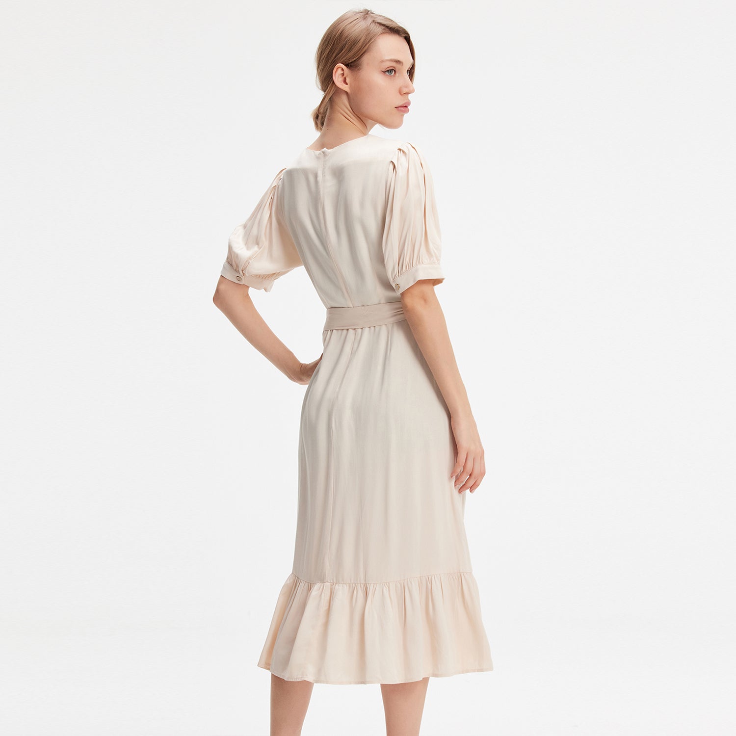 Robe-blouse viscose à ourlet volanté