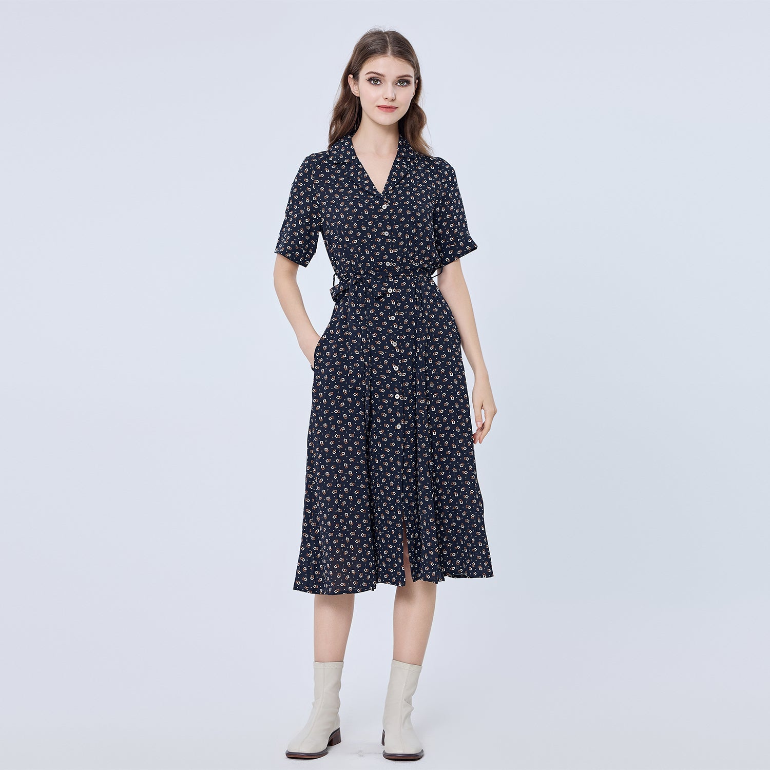 Robe chemise à imprimé rétro