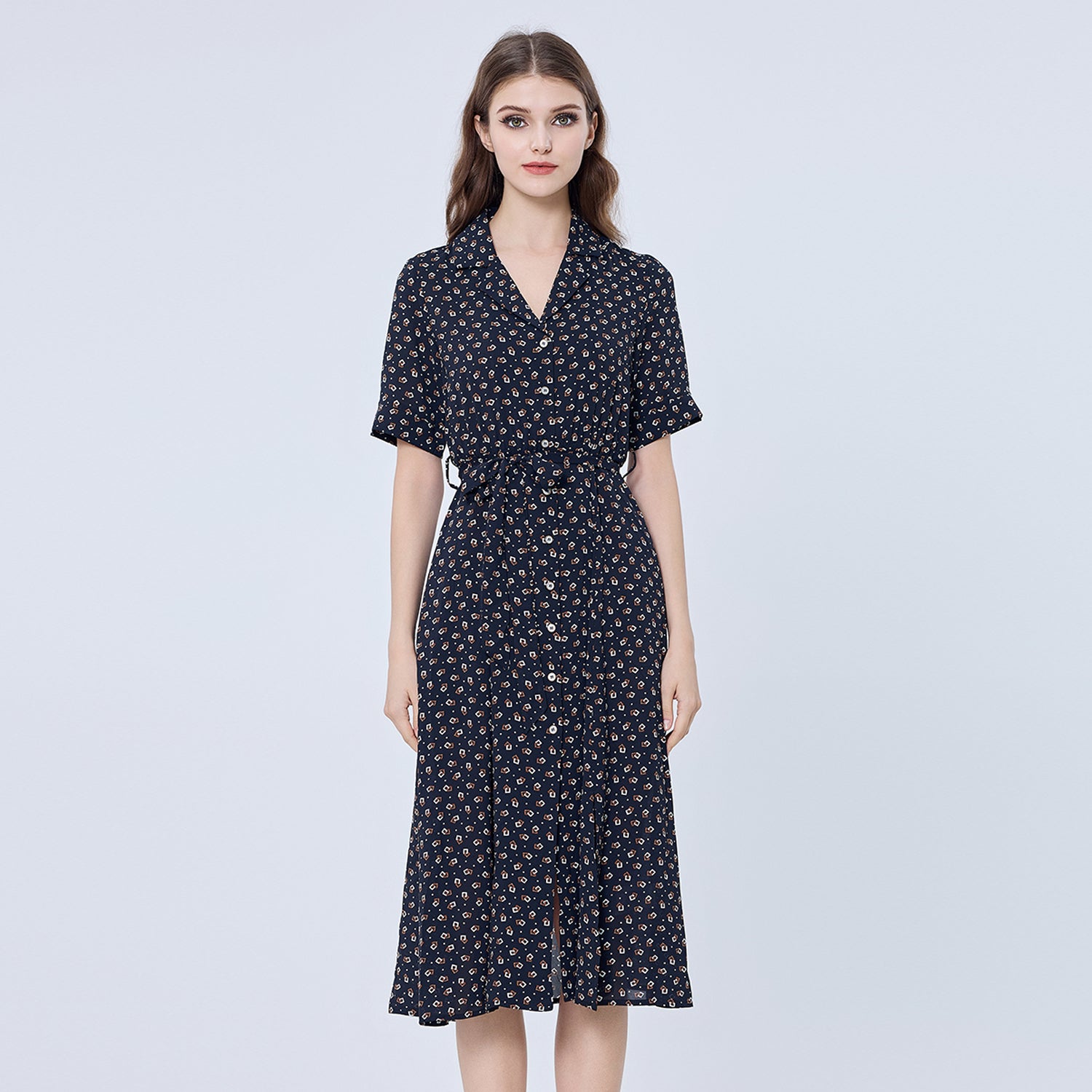 Robe chemise à imprimé rétro