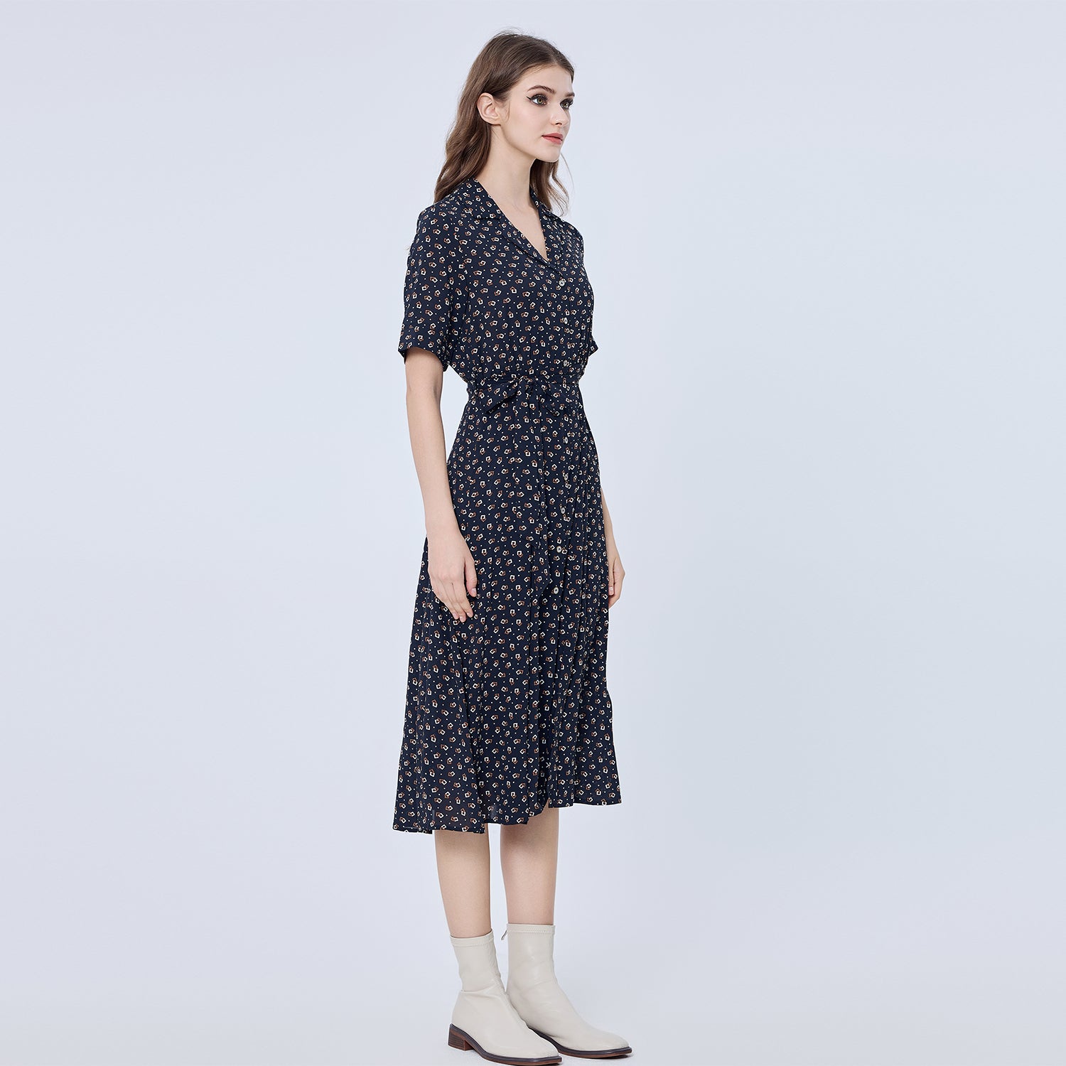 Robe chemise à imprimé rétro