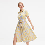 Robe chemise satin à imprimé graphique