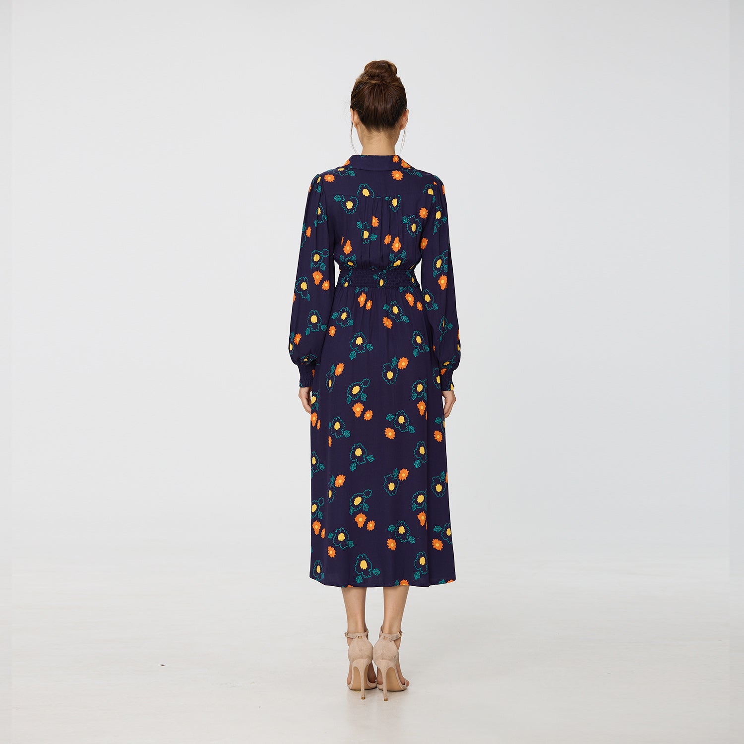 Robe Chemise à imprimé fleuri abstrait et décolleté V