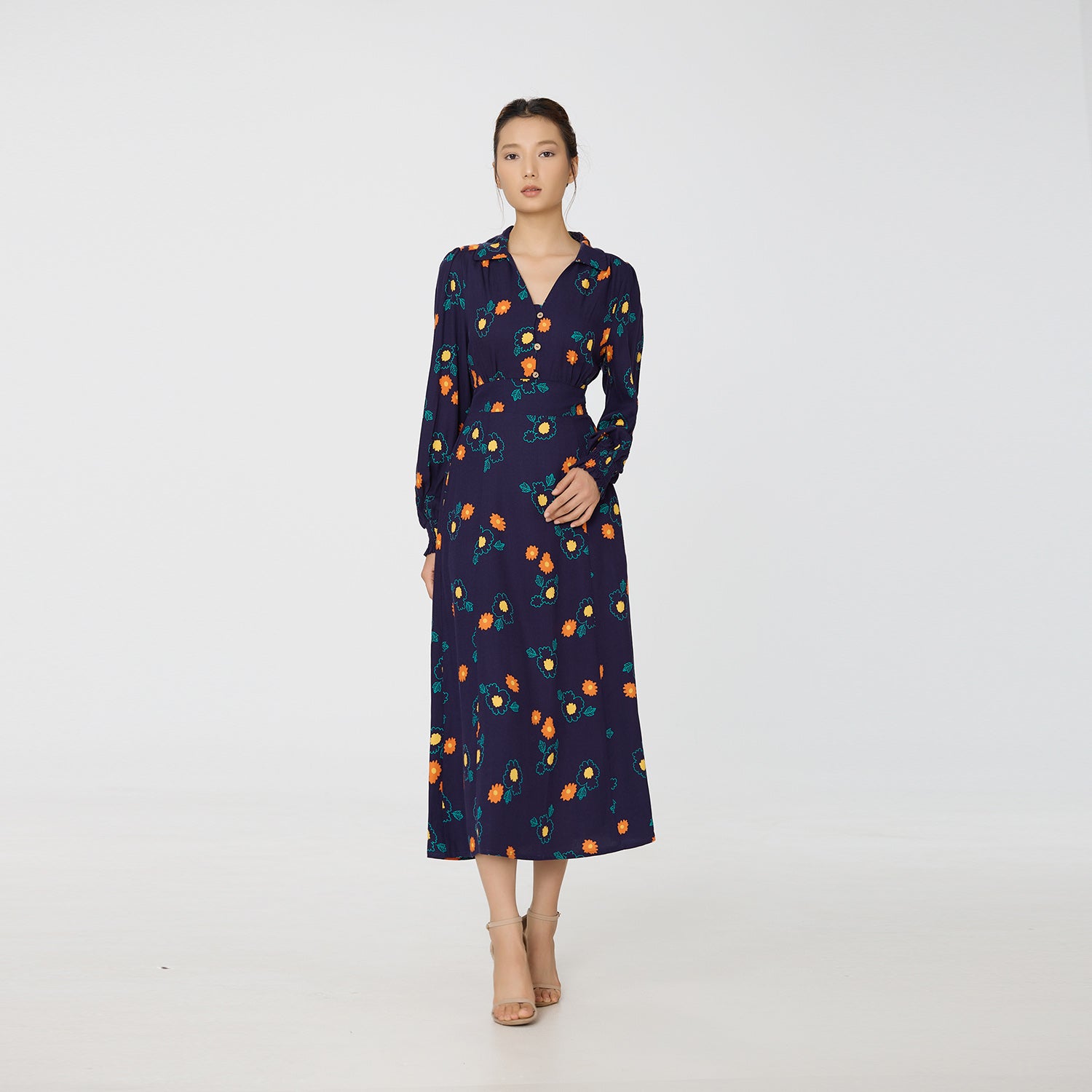 Robe Chemise à imprimé fleuri abstrait et décolleté V