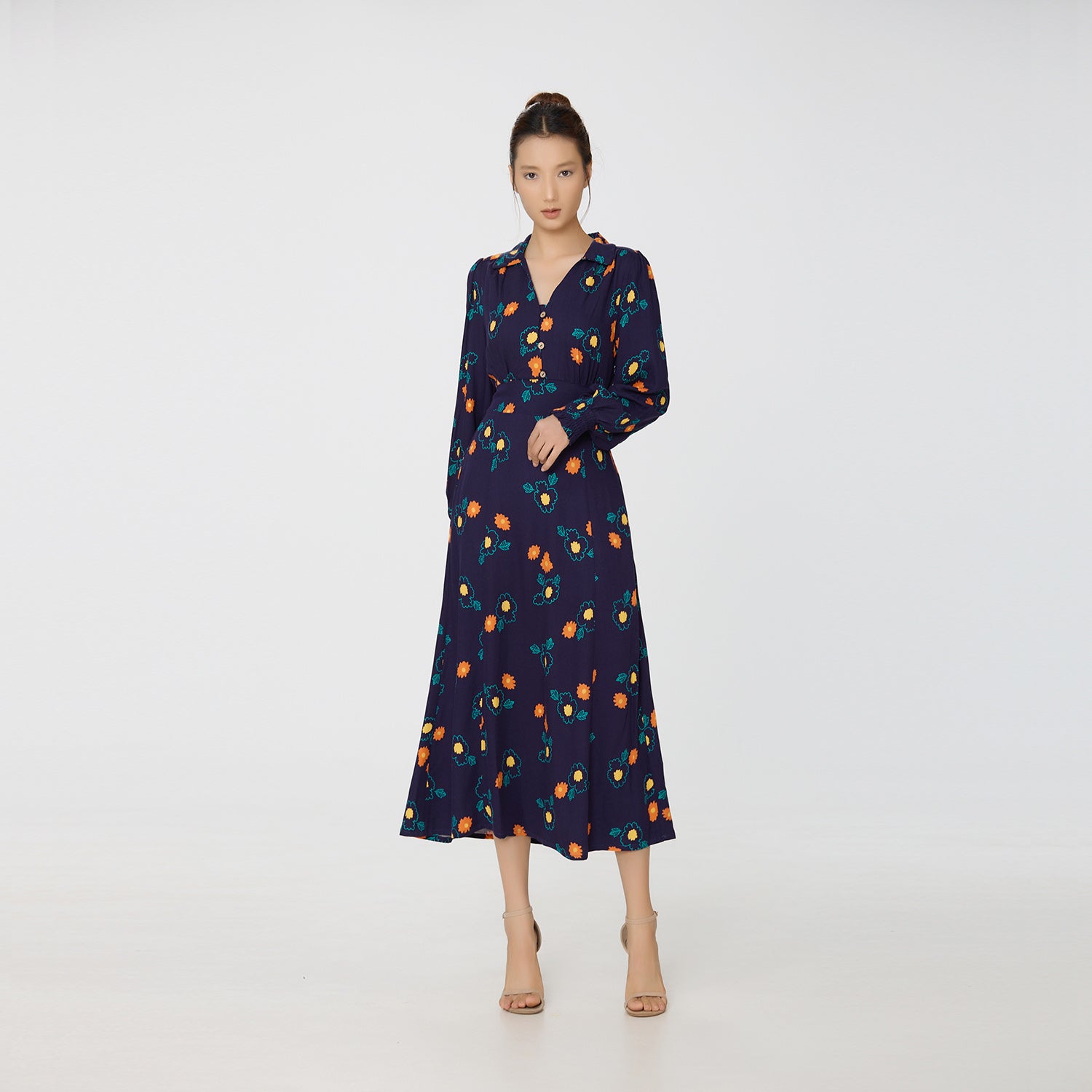 Robe Chemise à imprimé fleuri abstrait et décolleté V