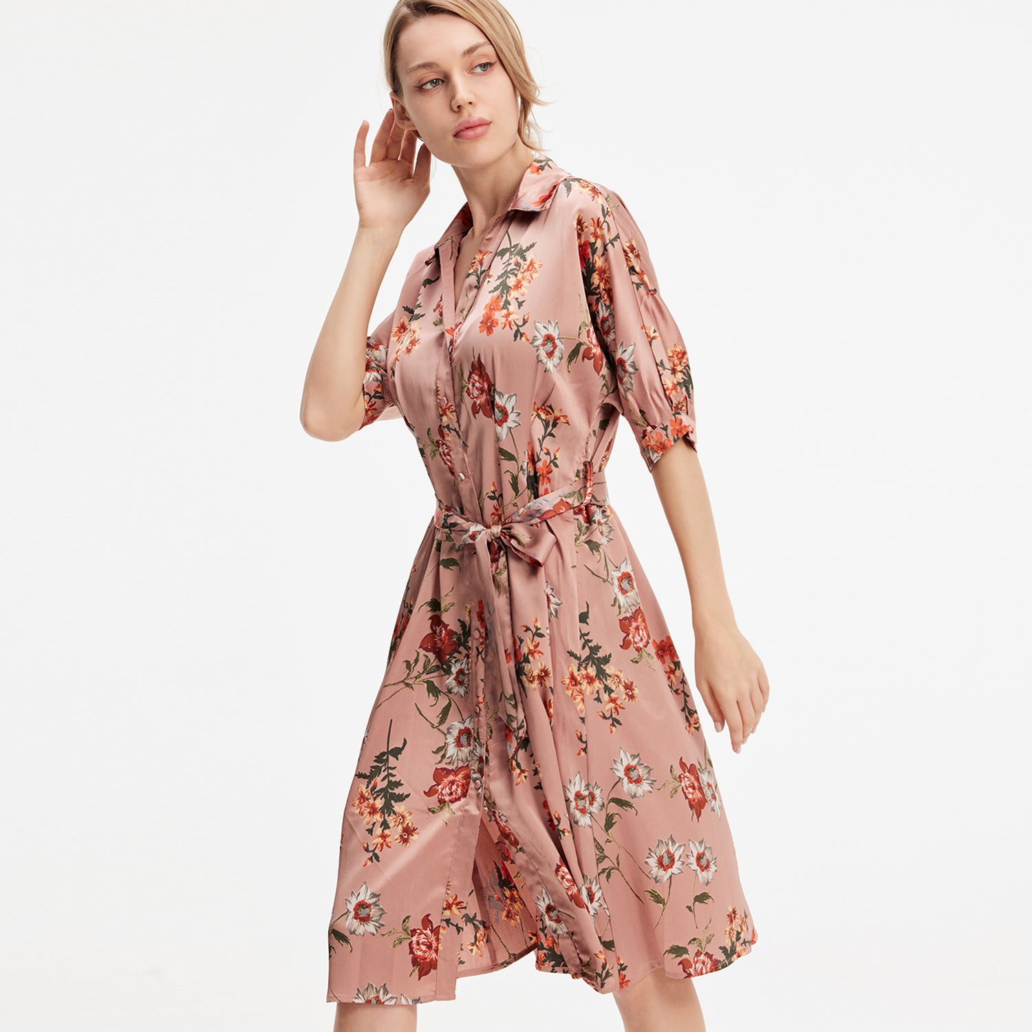 Robe chemise à imprimé fleuri