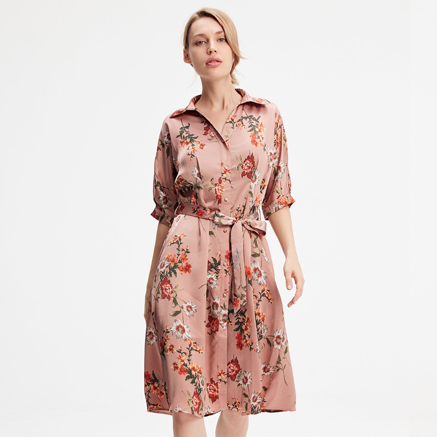 Robe chemise à imprimé fleuri