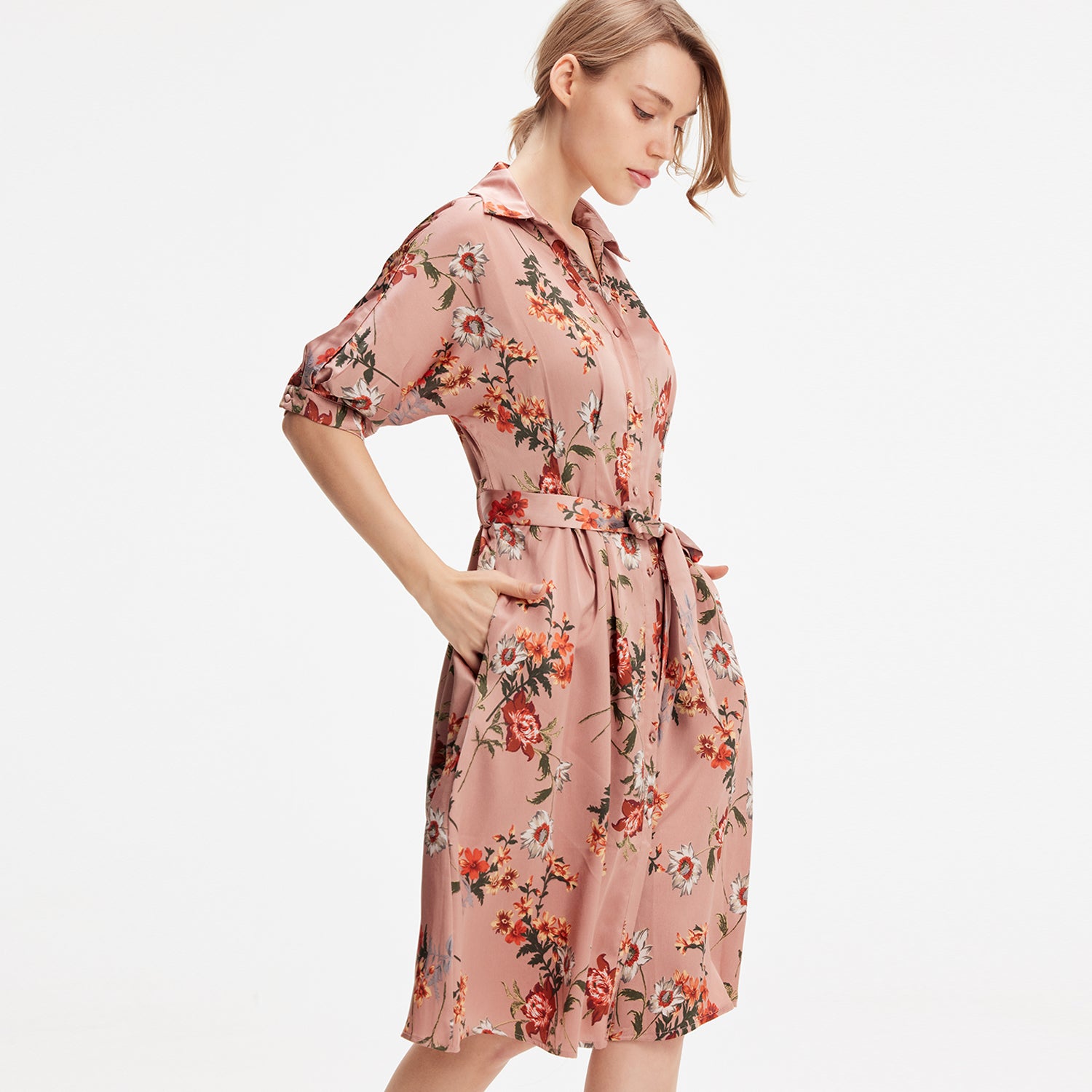 Robe chemise à imprimé fleuri