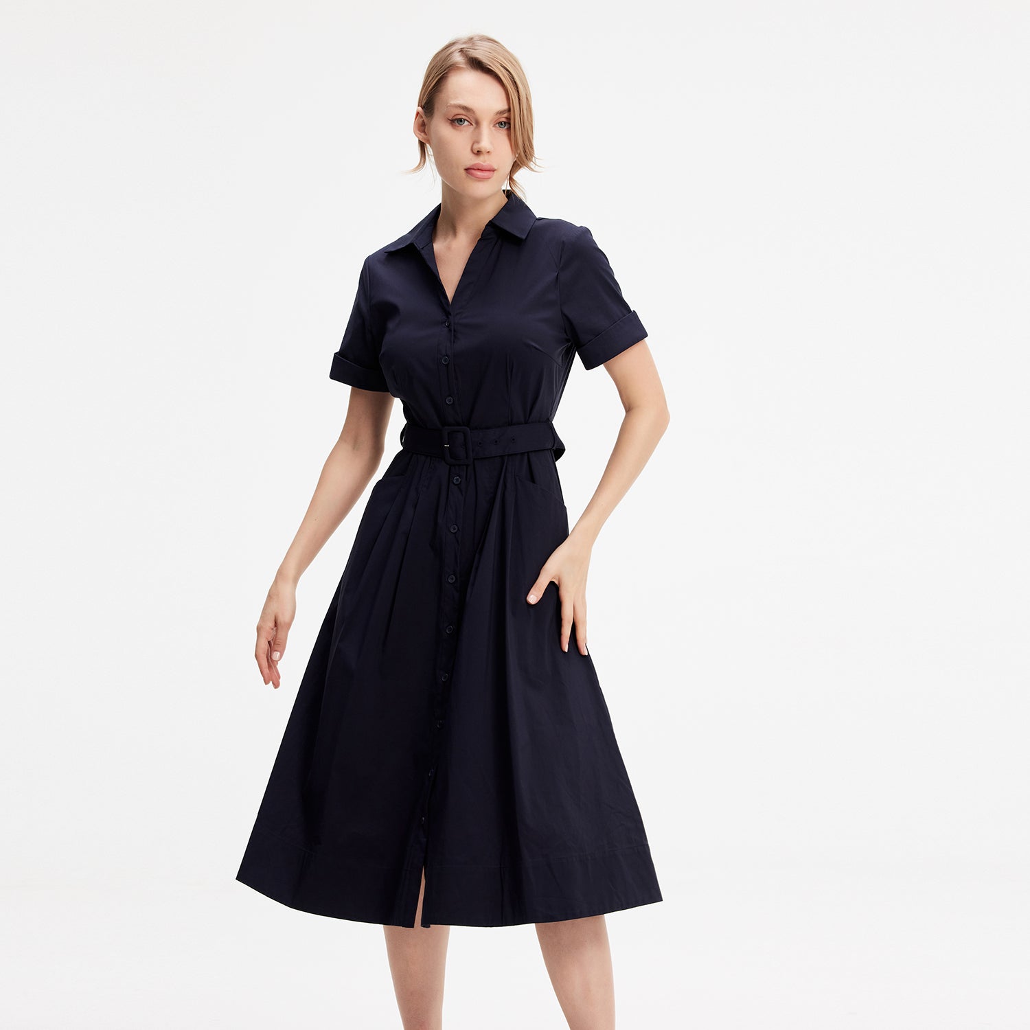 Robe chemise en coton évasée
