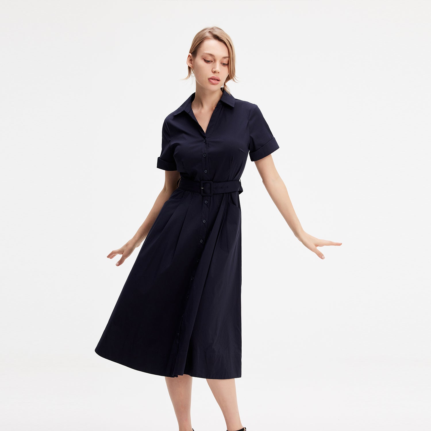 Robe chemise en coton évasée