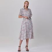 Robe chemise  midi  à imprimé géométrique
