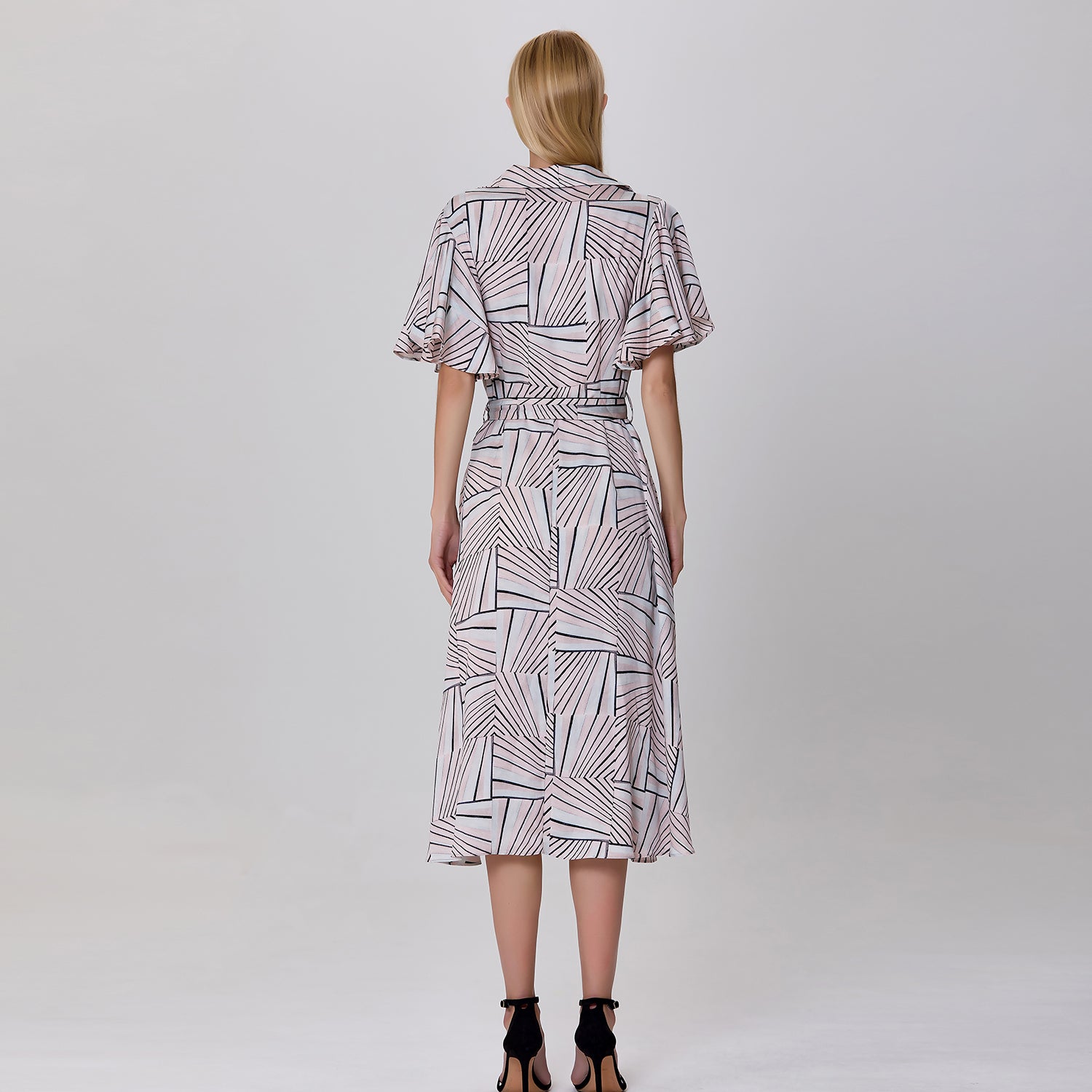 Robe chemise  midi  à imprimé géométrique