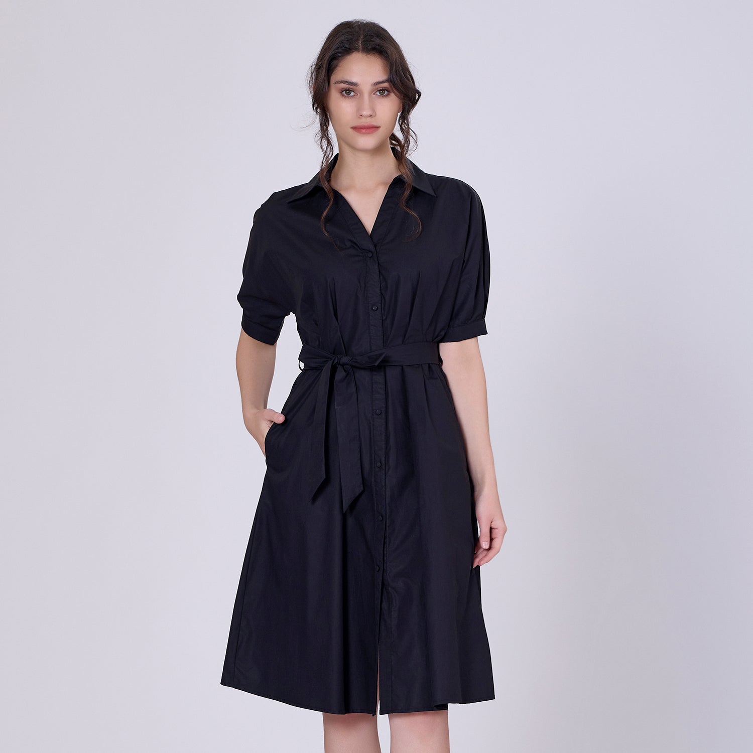 Robe-chemise en coton évasée