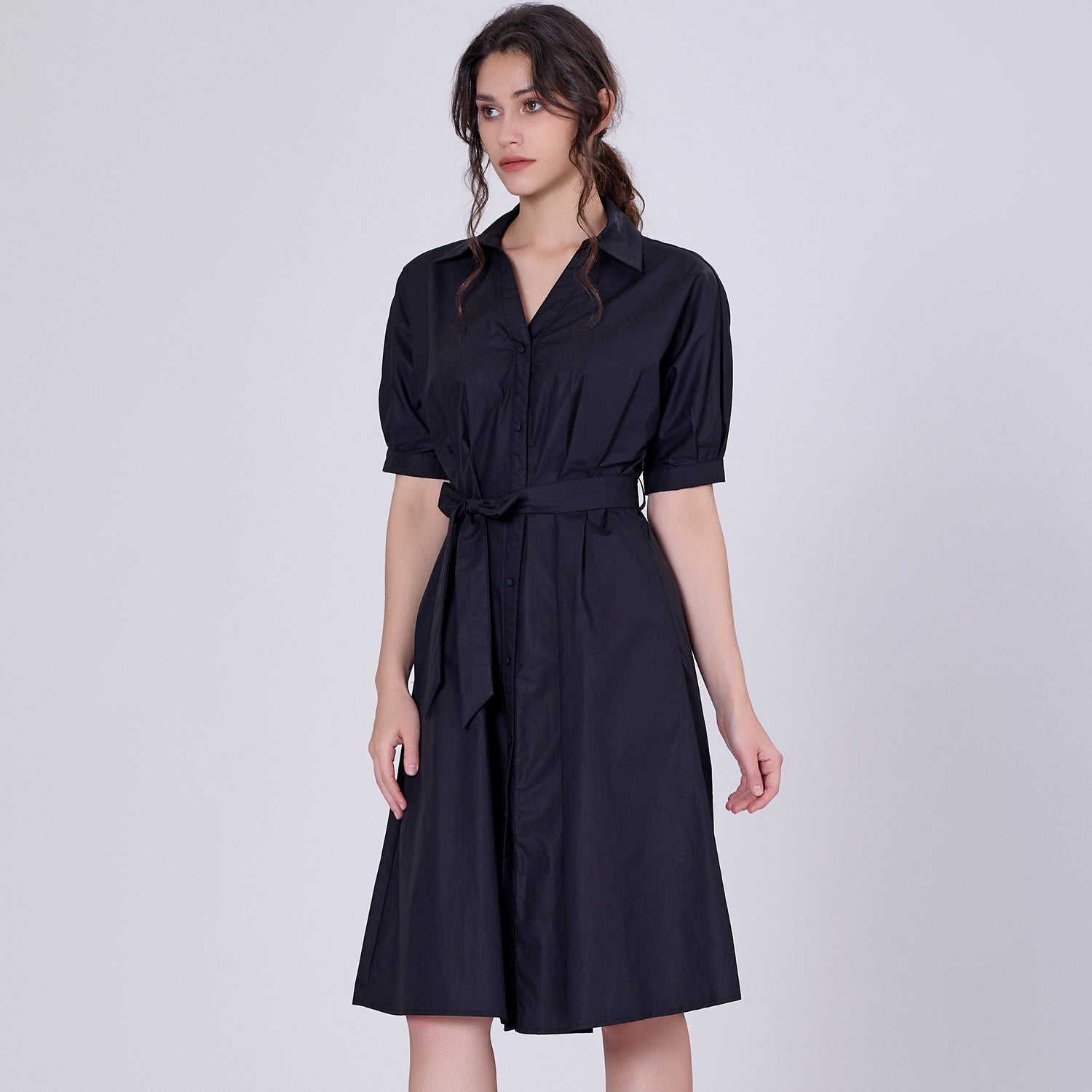 Robe-chemise en coton évasée