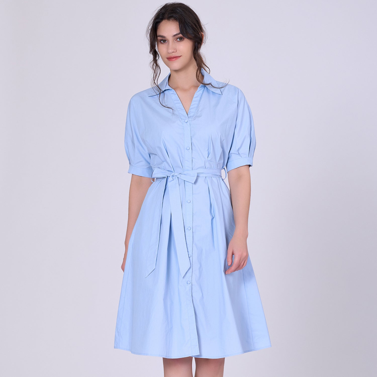 Robe-chemise en coton évasée