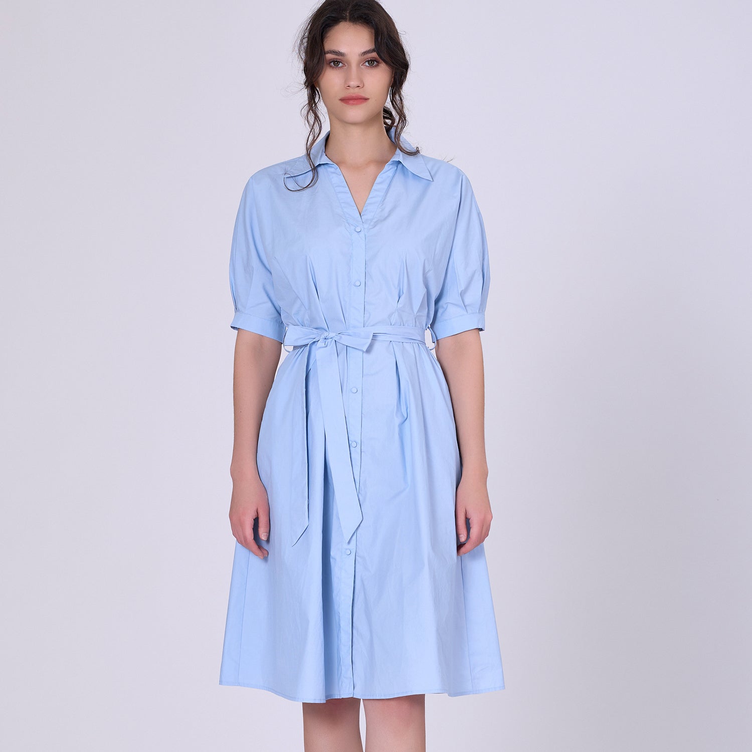 Robe-chemise en coton évasée