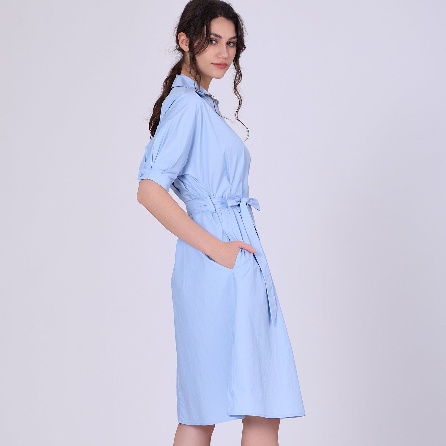 Robe-chemise en coton évasée
