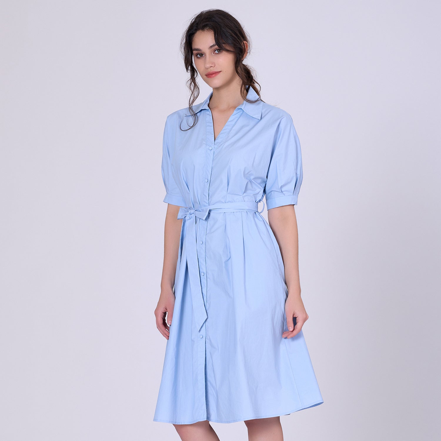 Robe-chemise en coton évasée