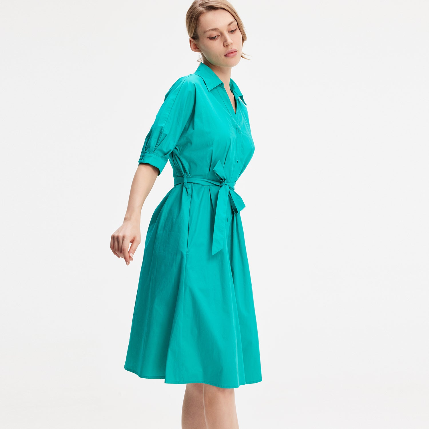 Robe-chemise en coton évasée