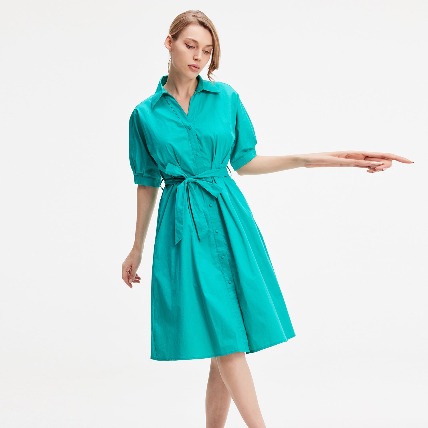 Robe-chemise en coton évasée