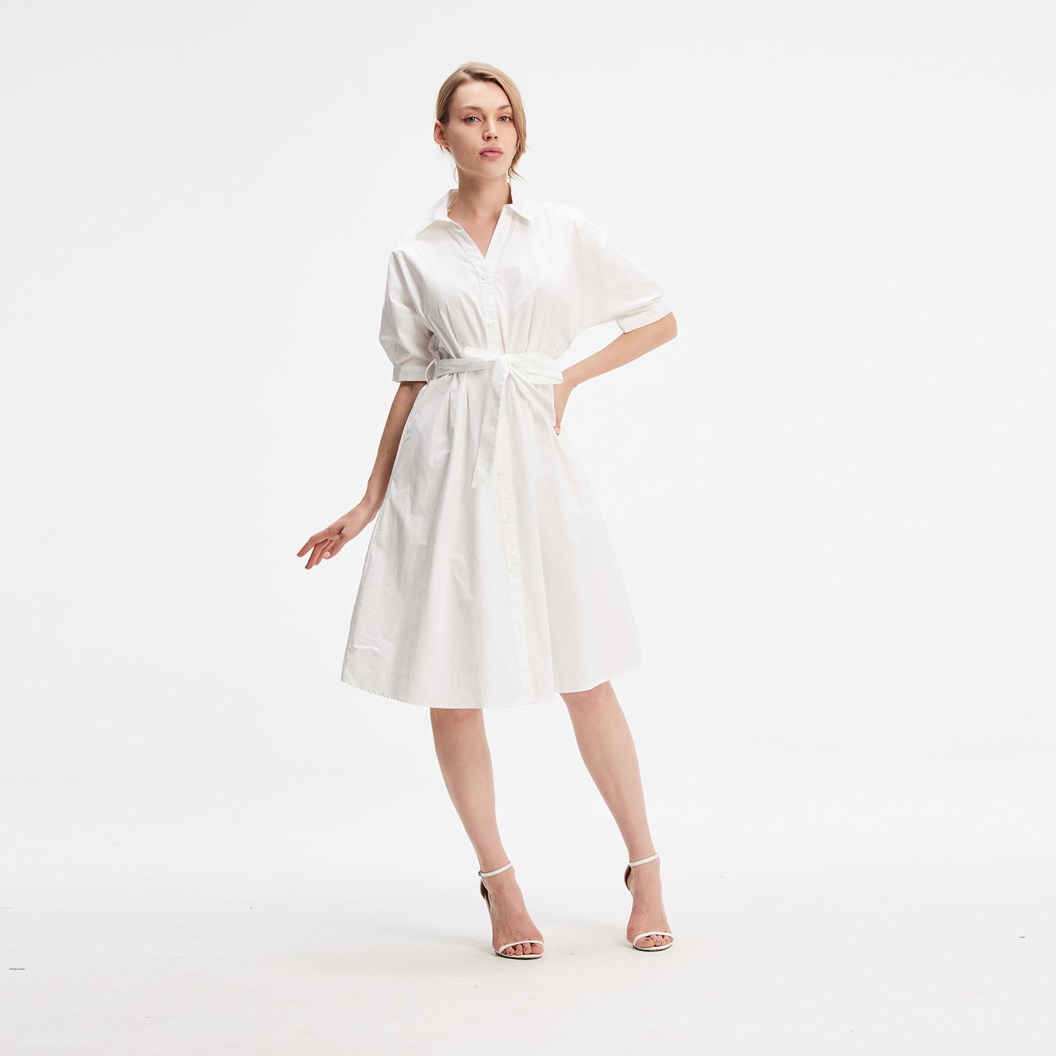 Robe-chemise en coton évasée