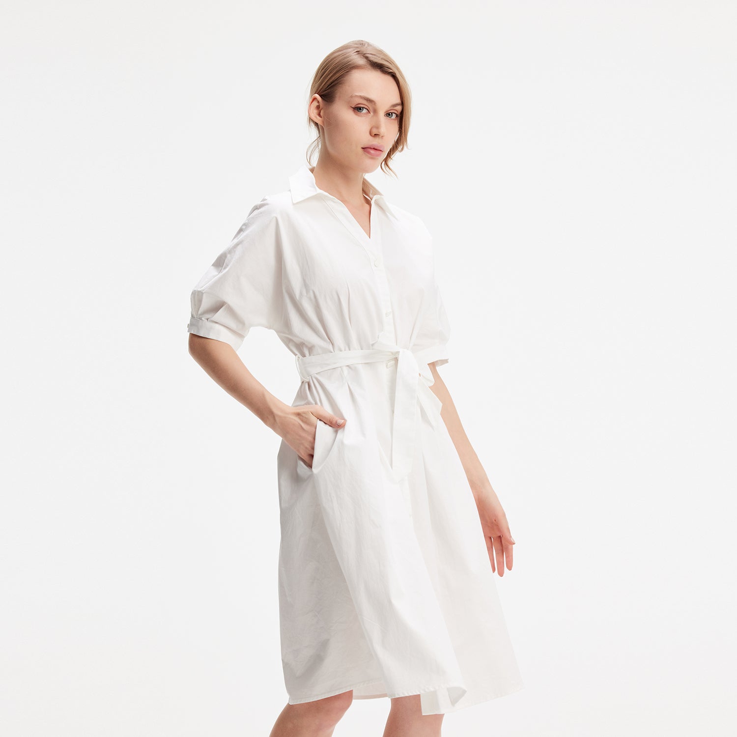 Robe-chemise en coton évasée