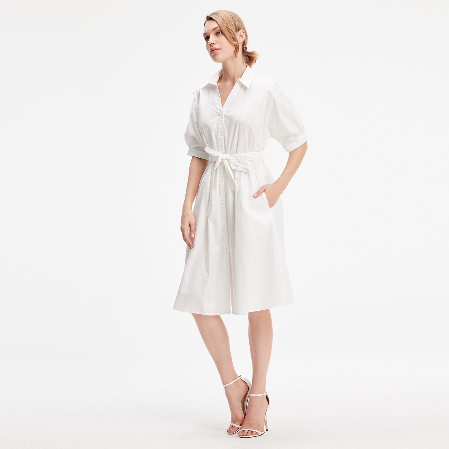 Robe-chemise en coton évasée