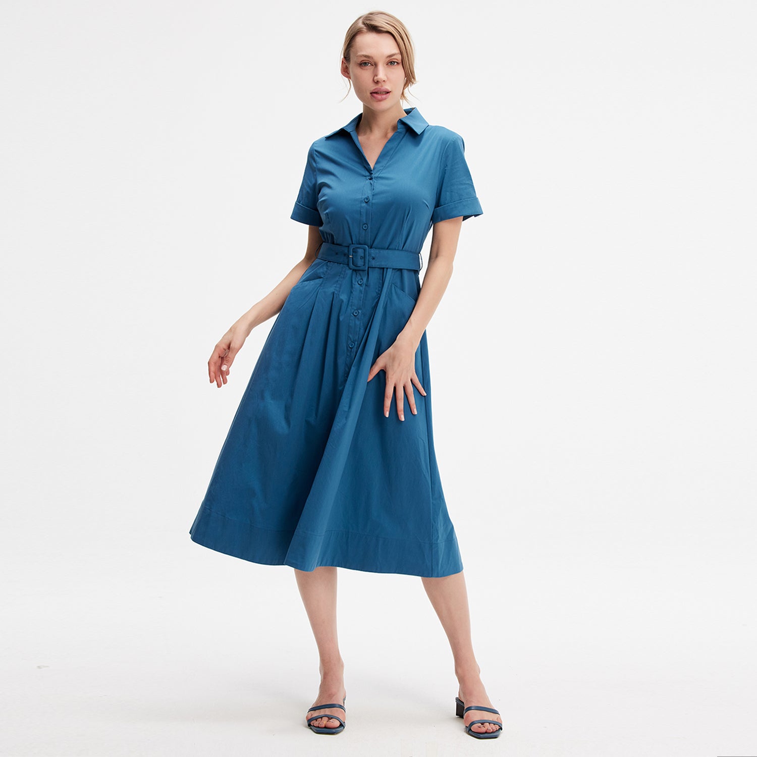 Robe chemise en coton évasée