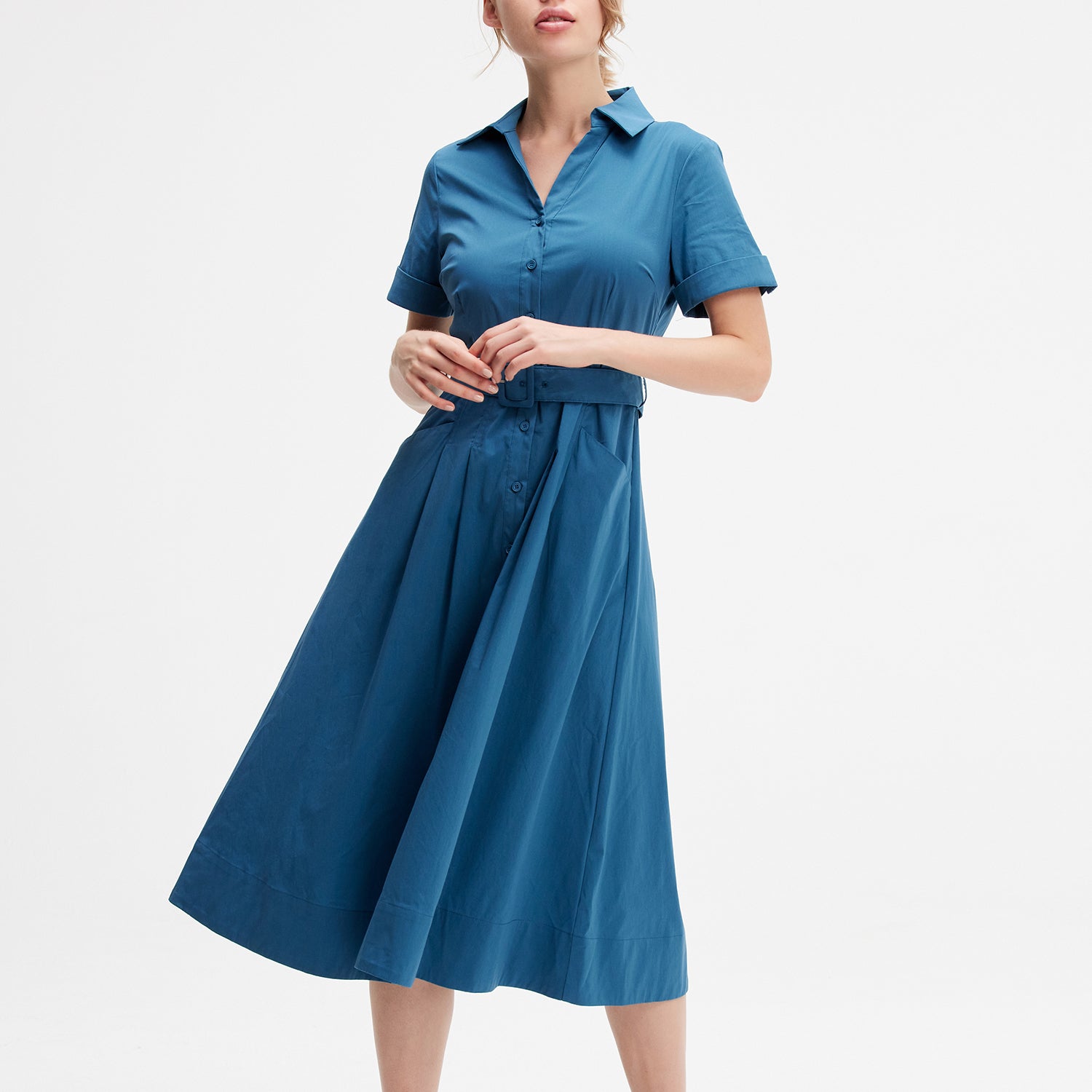 Robe chemise en coton évasée