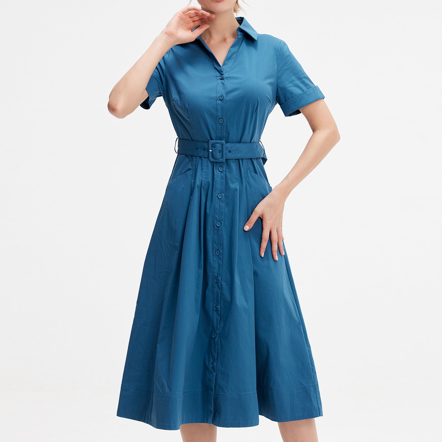 Robe chemise en coton évasée