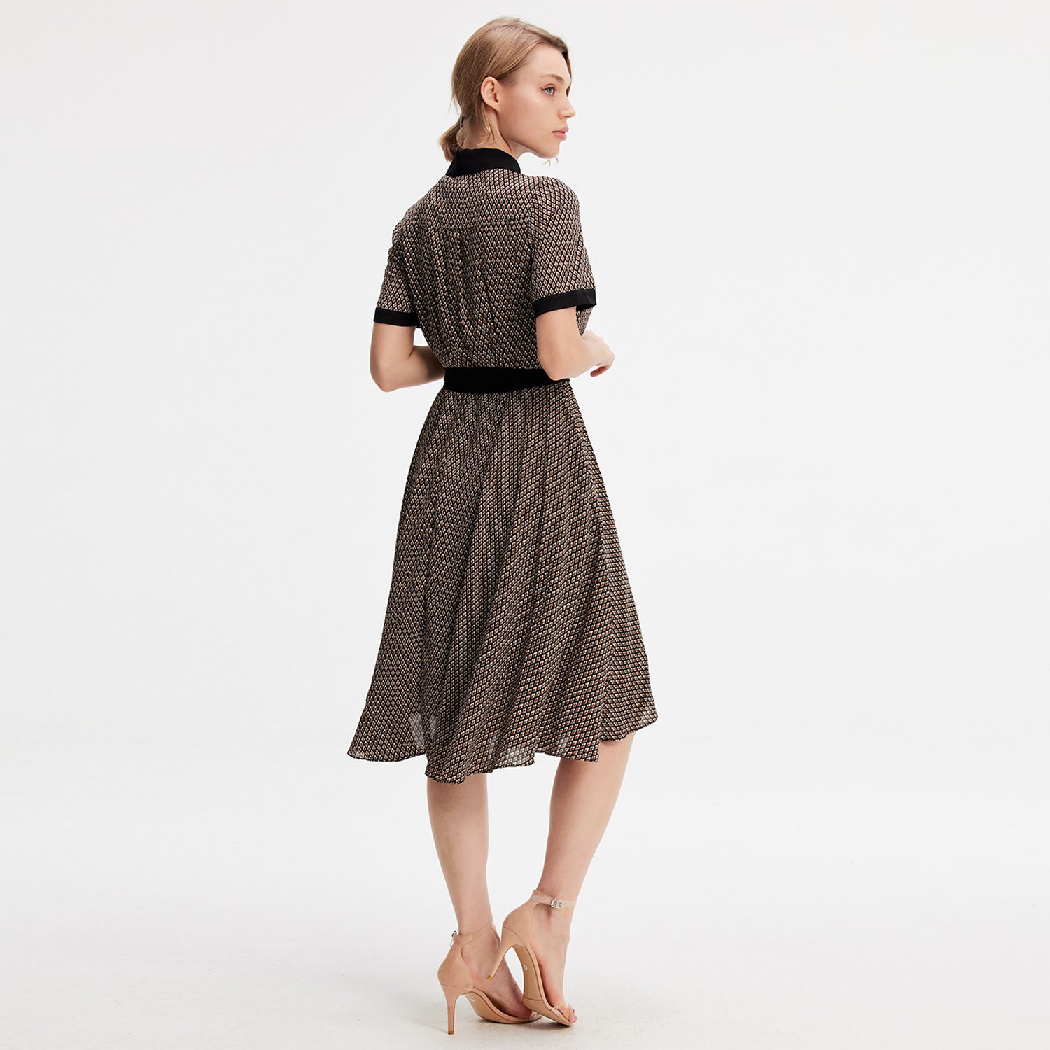 Robe chemise à imprimé et col contrasté