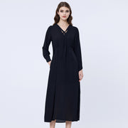 Longue robe blouse encolure V