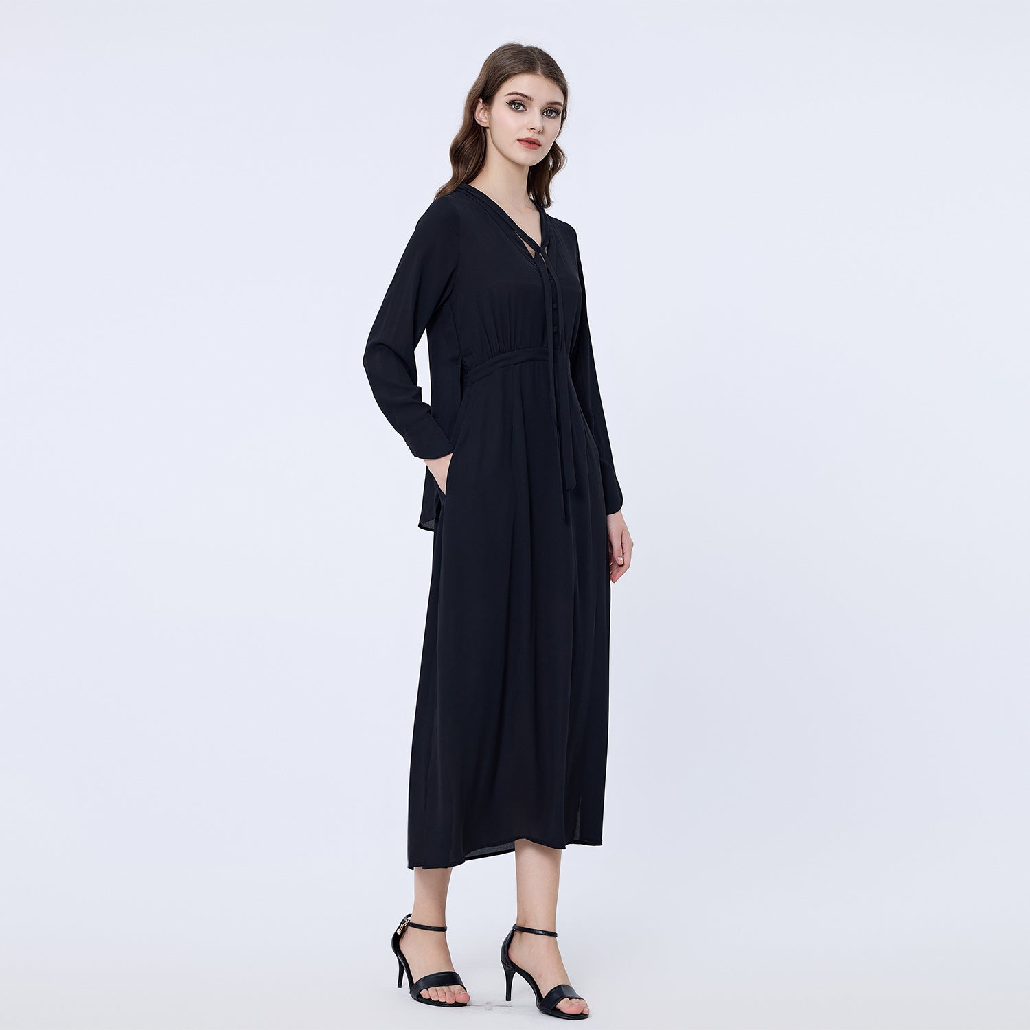 Longue robe blouse encolure V
