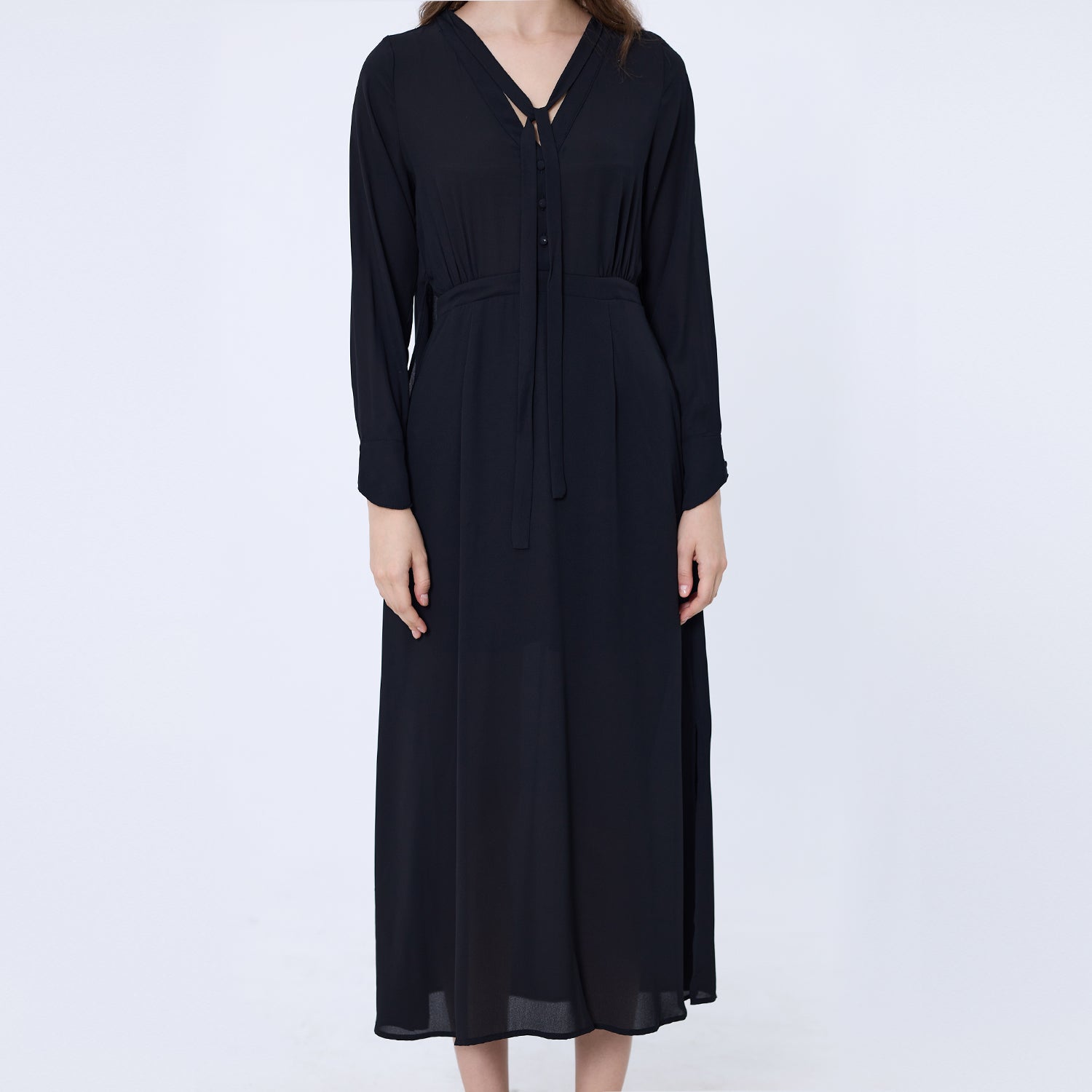 Longue robe blouse encolure V
