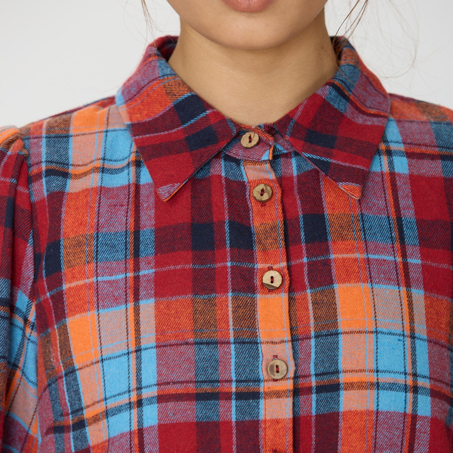 Robe chemise courte à imprimé tartan