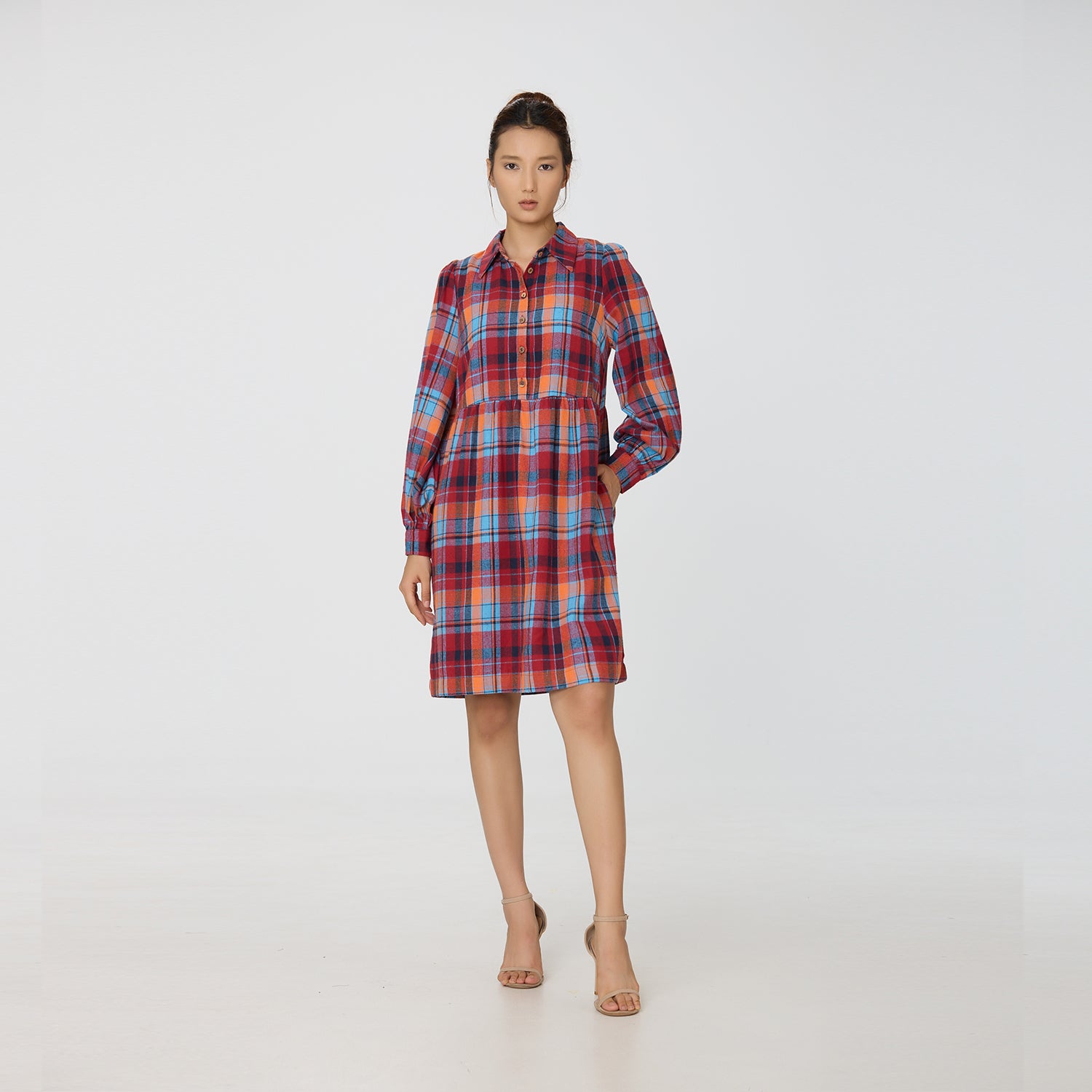 Robe chemise courte à imprimé tartan
