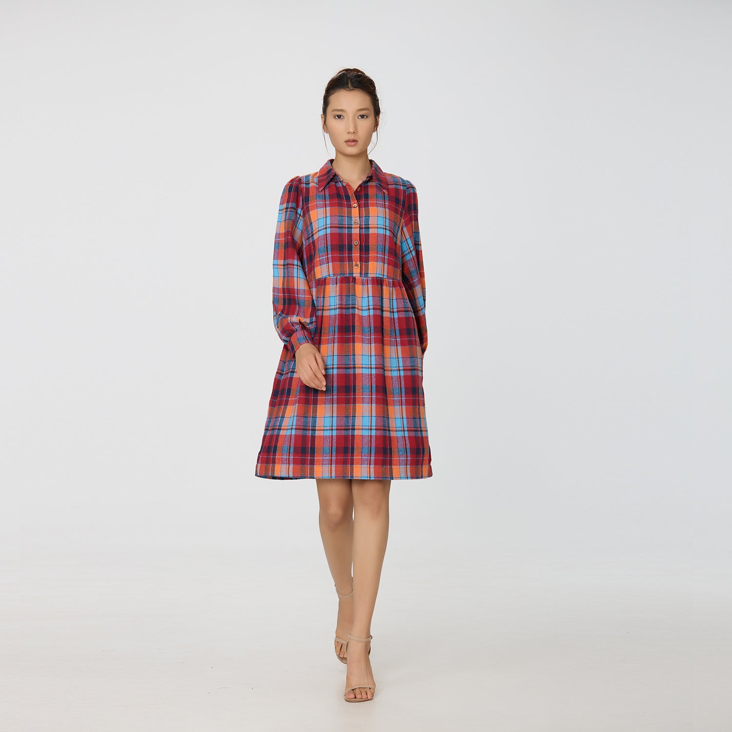 Robe chemise courte à imprimé tartan