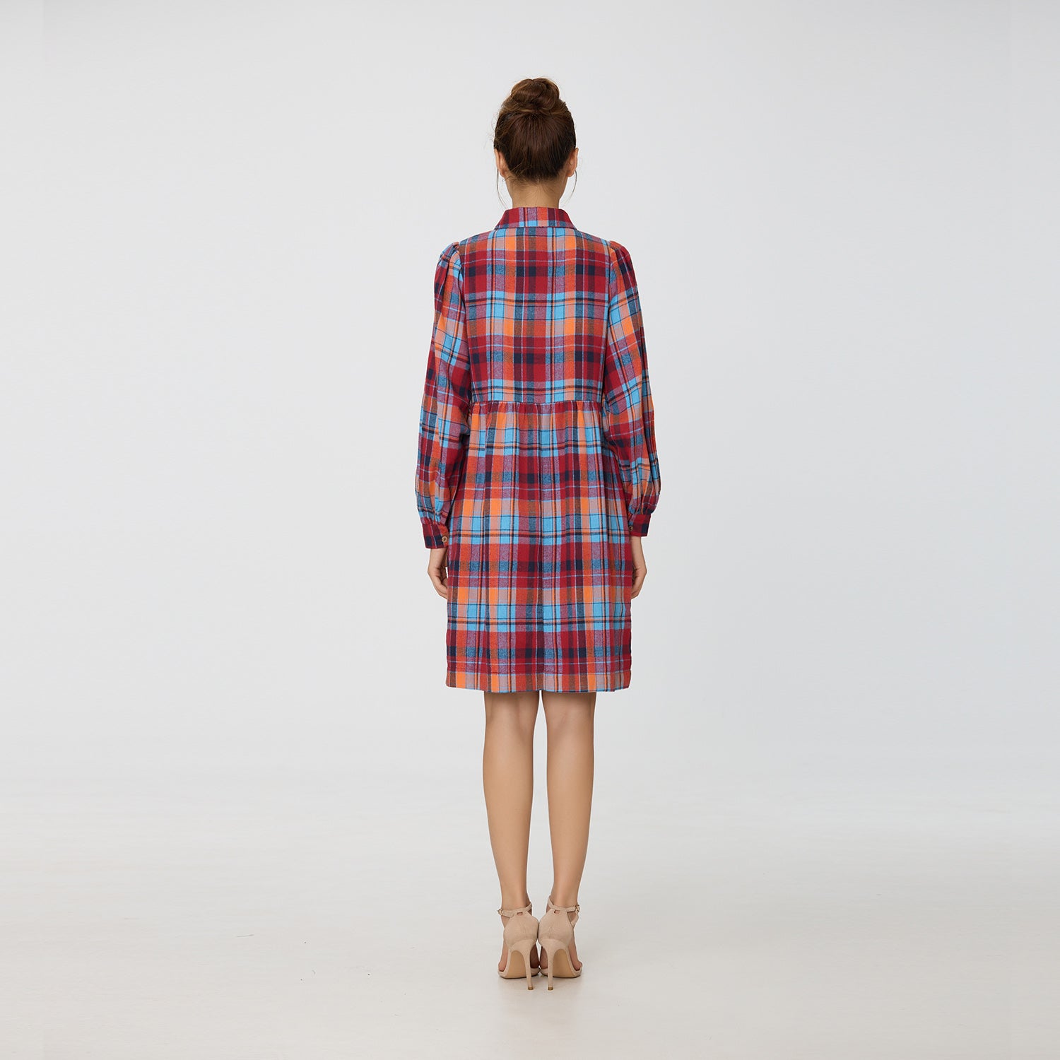 Robe chemise courte à imprimé tartan