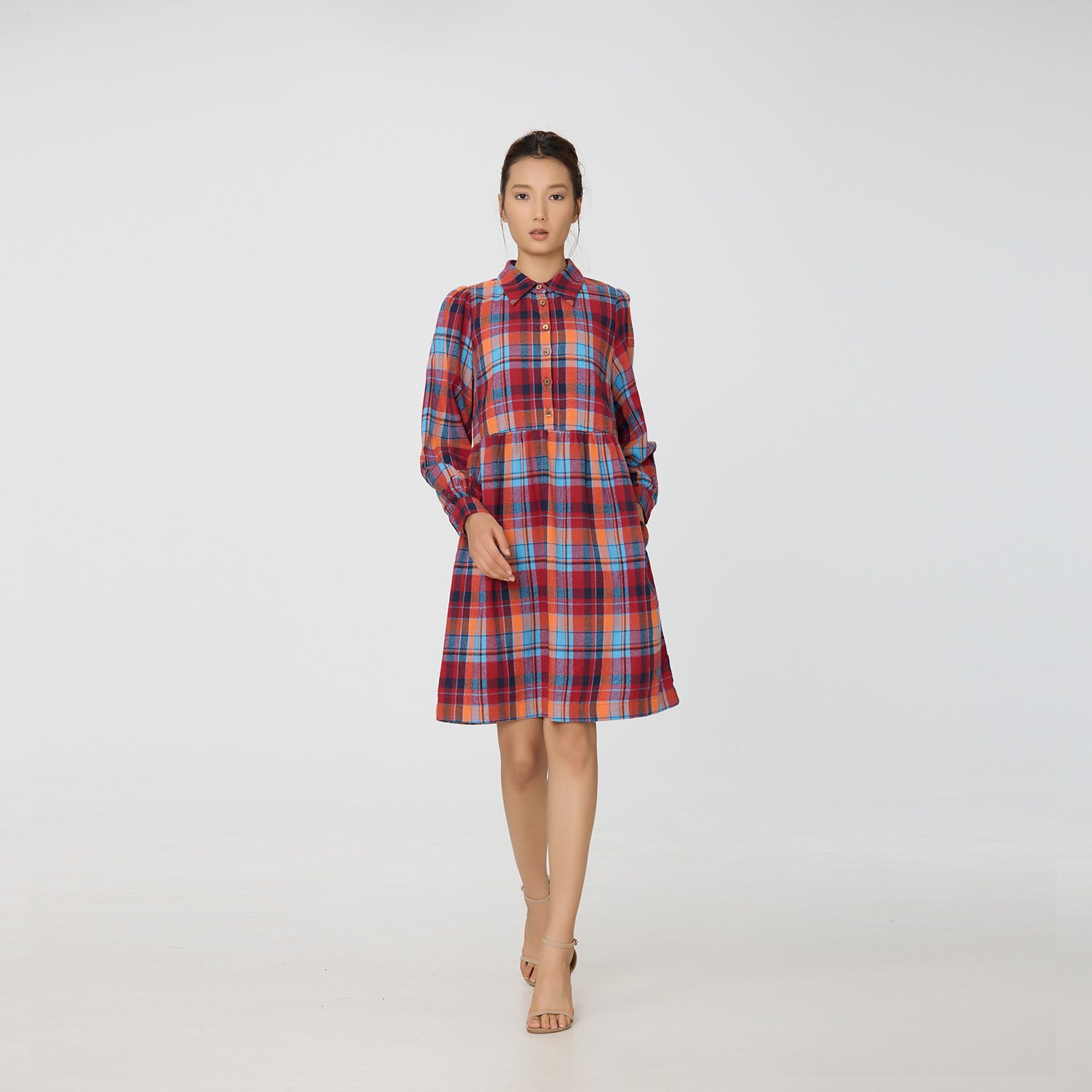 Robe chemise courte à imprimé tartan