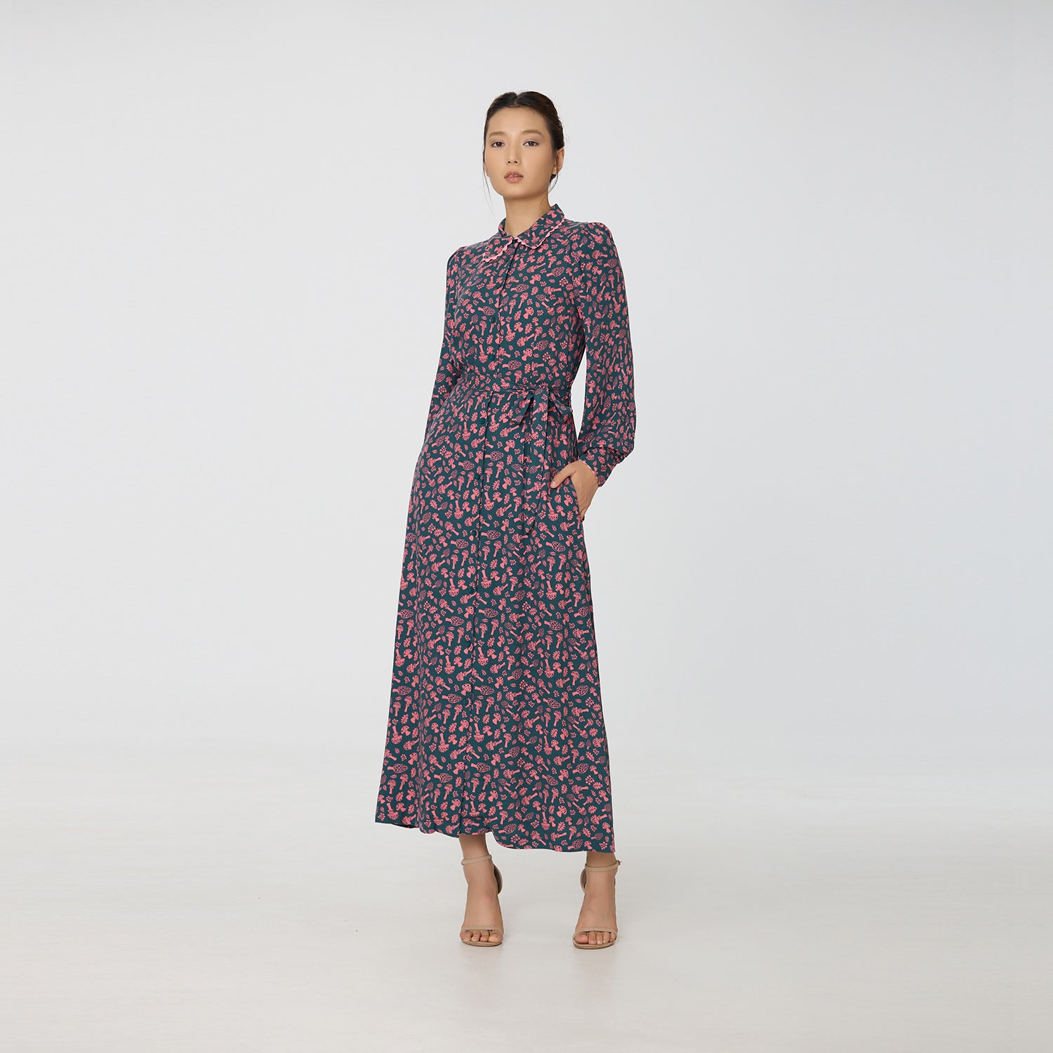 Robe chemise midi à imprimé Liberty
