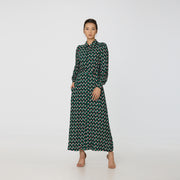Robe chemise longue à imprimé géométrique