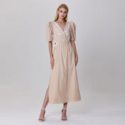 Robe à manches bouffantes effet croisé