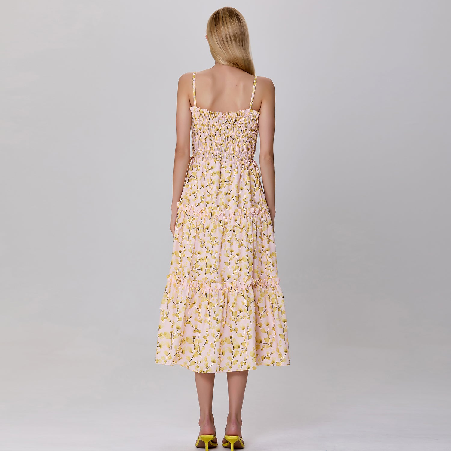 Robe de cocktail bustier à imprimé à empiècements superposés
